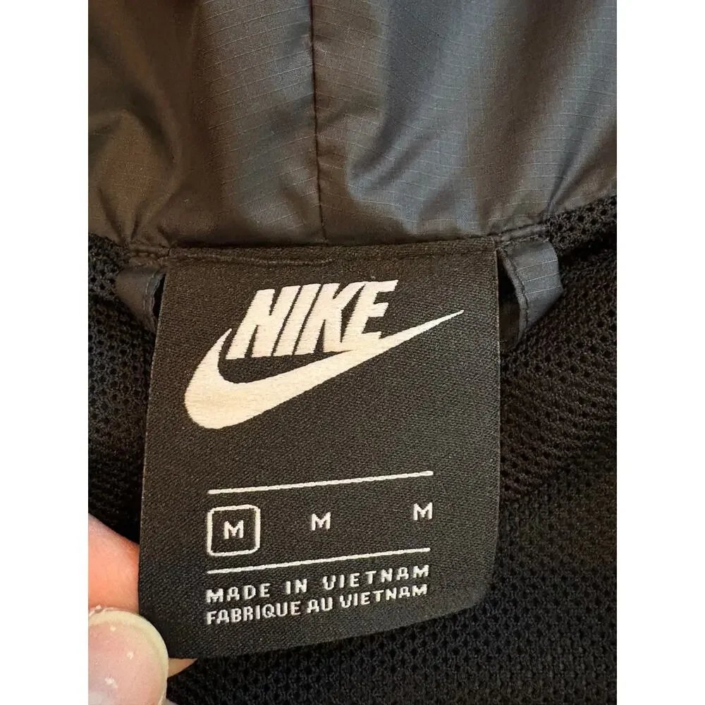 Nike Windrunner Windbreaker Jacket USAF Womens Medium Black Full Zip Lightweight